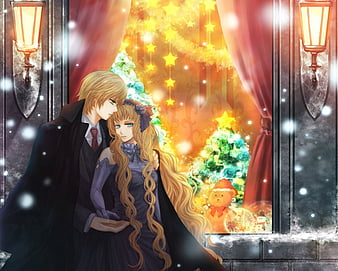 anime christmas couple wallpaper