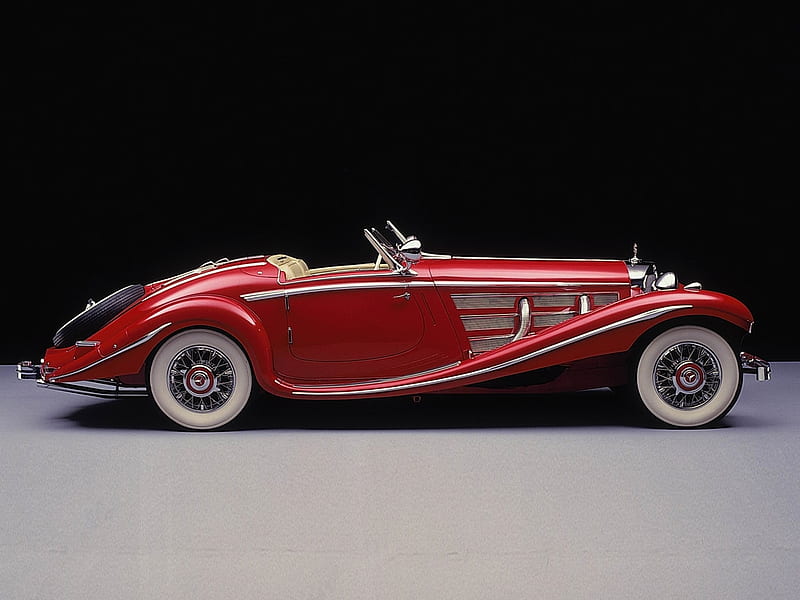 35 Mercedes Benz 500K Special Roadster, Whitewalls, Convertible, Red, Classy, HD wallpaper