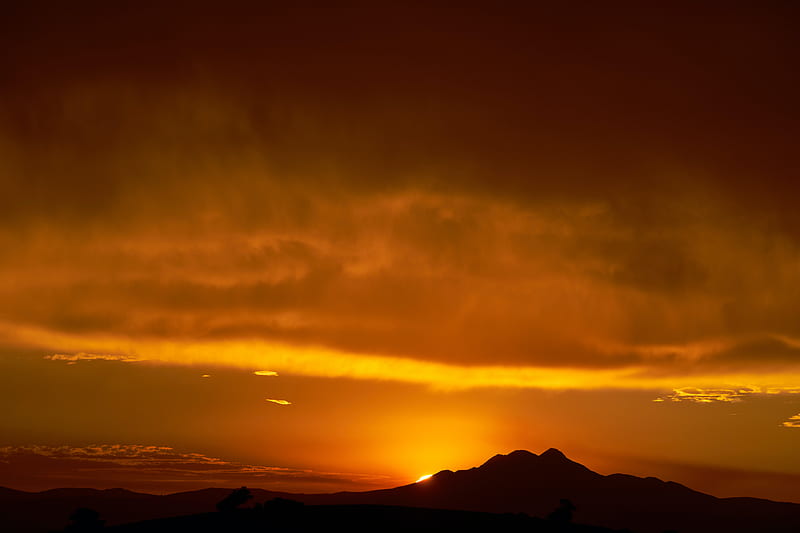 hill, sunset, silhouette, dark, HD wallpaper