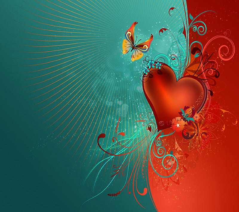 Heart Design, blue, love, red, HD wallpaper | Peakpx