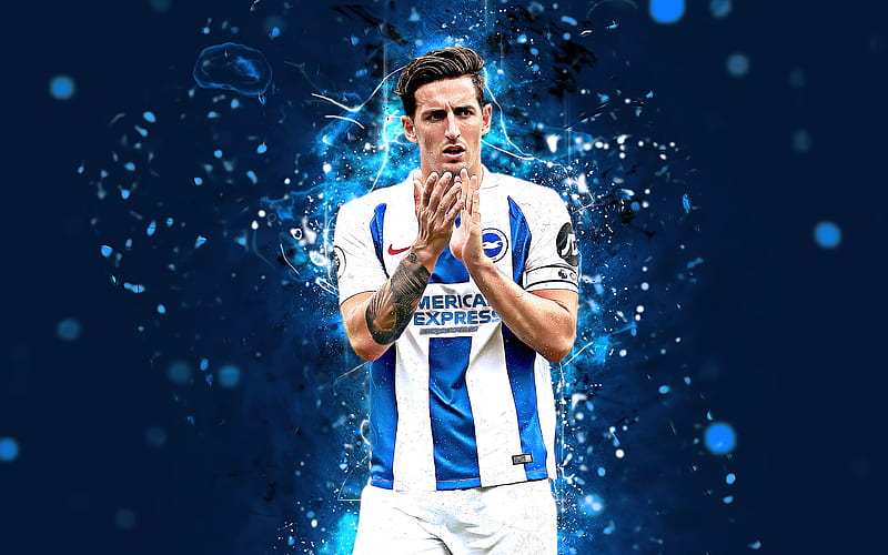Lewis Dunk abstract art, english footballer, Brighton and Hove Albion, soccer, Dunk, Premier League, footballers, neon lights, Brighton FC, HD wallpaper