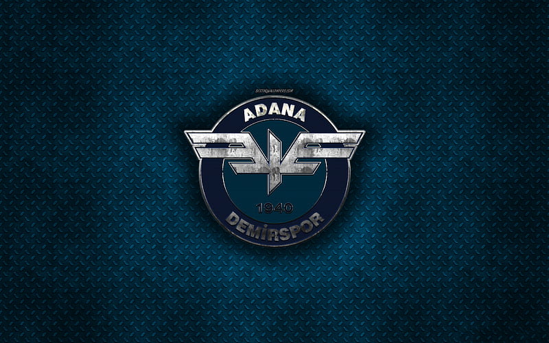 Adana Demirspor, Turkish football club, blue metal texture, metal logo, emblem, Adana, Turkey, TFF First League, 1 Lig, creative art, football, HD wallpaper