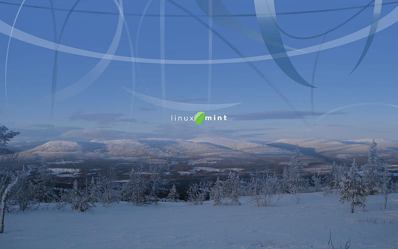Linux Mint Wide, linux, mint, mountains, sunset, winter, HD wallpaper