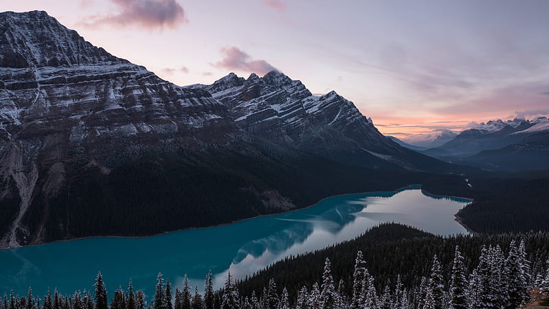 mountain alps near river and trees, HD wallpaper