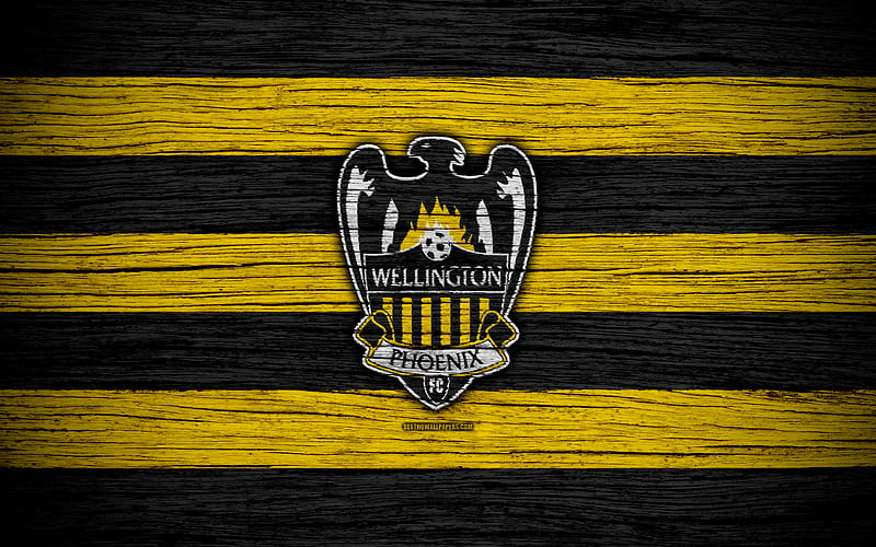 Wellington Phoenix FC soccer, A-League, football club, Australia, Wellington Phoenix, logo, wooden texture, FC Wellington Phoenix, HD wallpaper