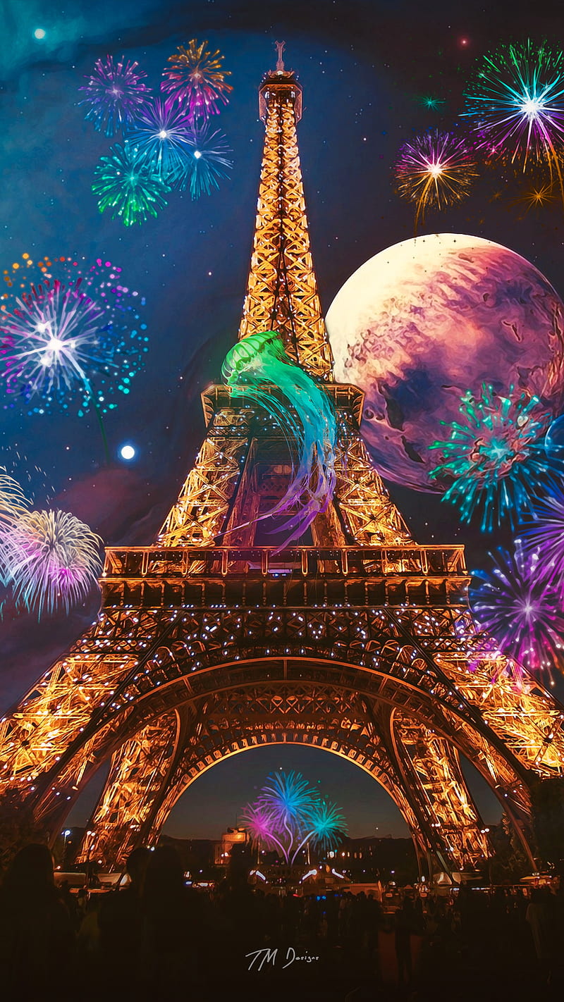 New Years, New, TM, fireworks, galaxy, paris, space, tmdesigns, HD phone wallpaper