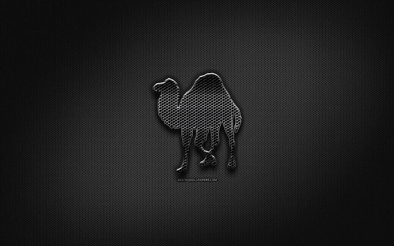 Perl black logo, programming language, grid metal background, Perl, artwork, creative, programming language signs, Perl logo, HD wallpaper