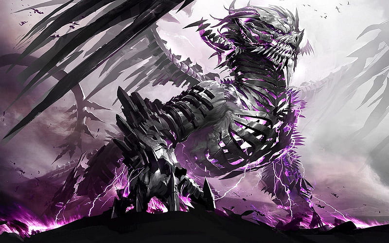 Black Dragon, Black and Gray Dragon, HD wallpaper