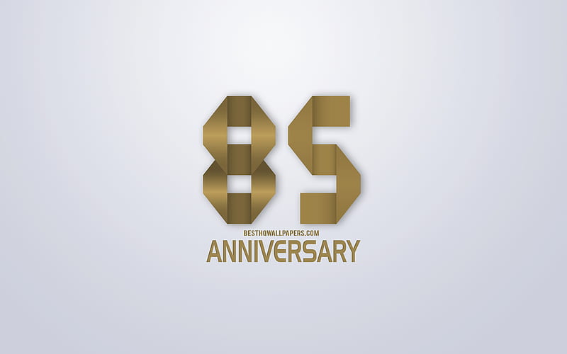 85th Anniversary, Anniversary golden origami Background, creative art, 85 Years Anniversary, gold origami letters, 85th Anniversary sign, Anniversary Background, HD wallpaper