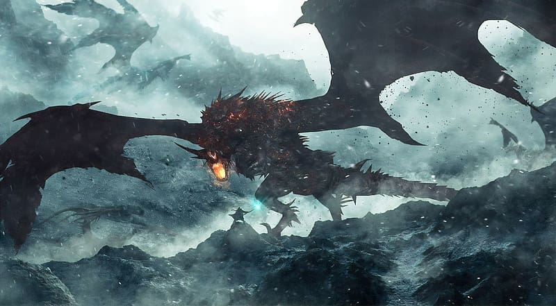 Fantasy, Dragon, Warrior, Battle, Wyvern, HD wallpaper