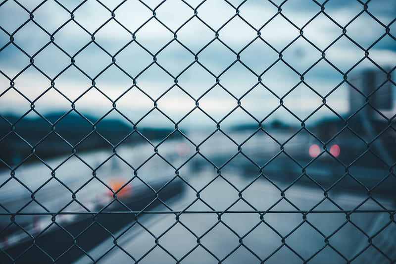mesh, fence, blur, metal, HD wallpaper