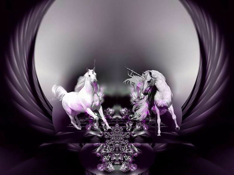 Unicorns, fantasy, abstract, HD wallpaper