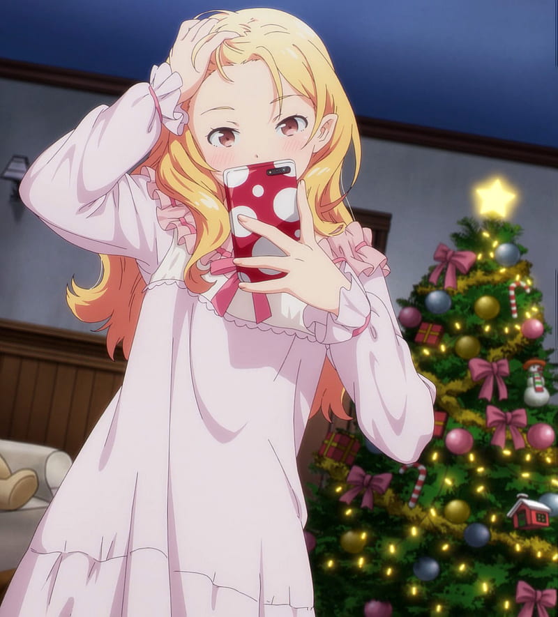 Yamada selfie, anime, christmas, elf yamada, eromanga sensei, HD phone wallpaper