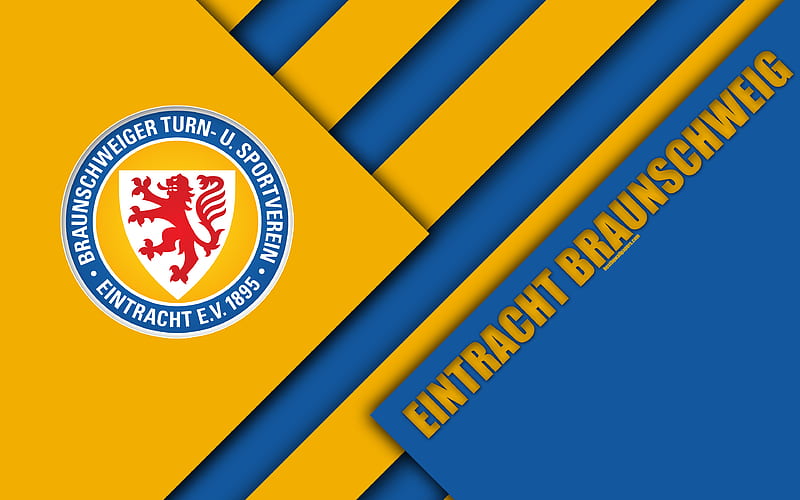 Eintracht Braunschweig FC, logo German football club, material design, yellow blue abstraction, Braunschweig, Germany, Bundesliga 2, football, BTSV, HD wallpaper