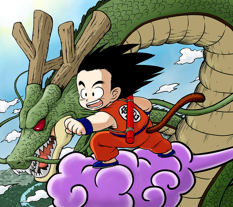 Goku, anime, dragon, esferas, nube, HD wallpaper