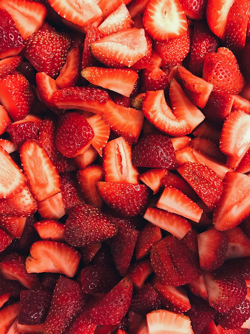 strawberries, berries, slices, red, ripe, HD phone wallpaper