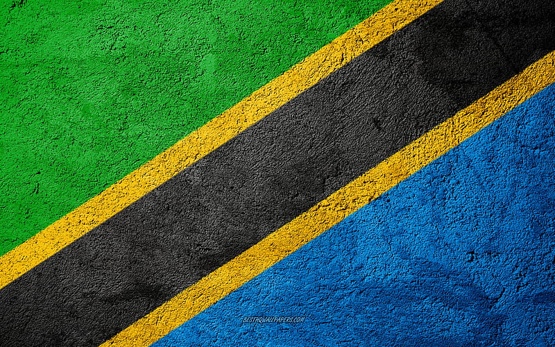 Flag of Tanzania, concrete texture, stone background, Tanzania flag, Africa, Tanzania, flags on stone, HD wallpaper