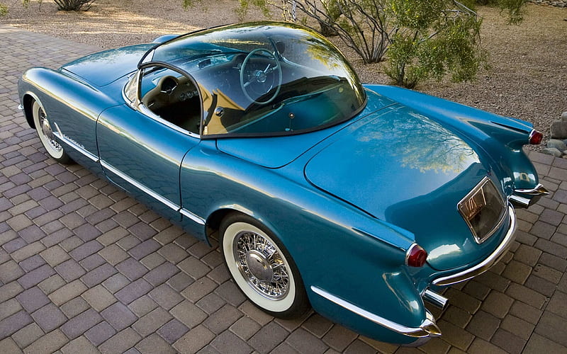 chevrolet corvette, retro cars, classic car, convertible corvette, blue chevrolet, HD wallpaper