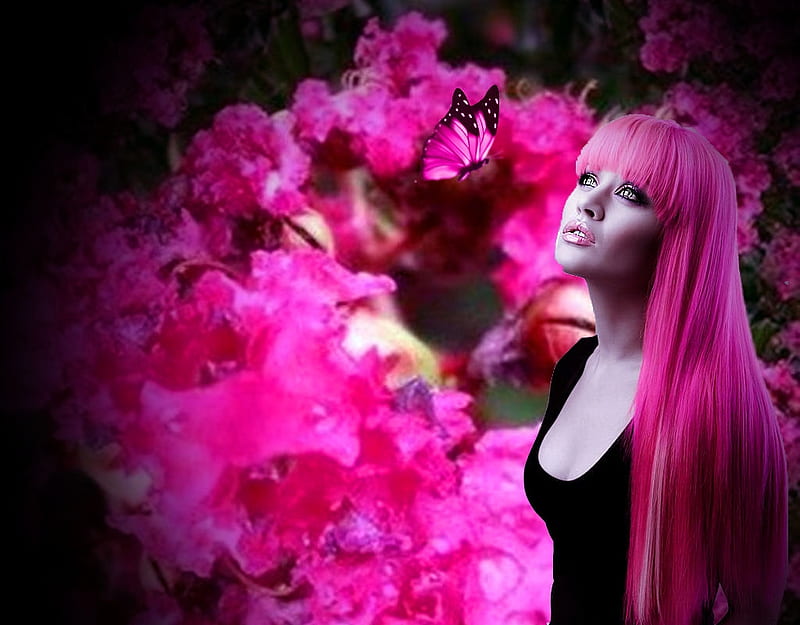 In The Garden, etheral women, Flickr, color on black, women are special, facing beauty, awesome pink world, album, female trendsetters, grandma gingerbread, HD wallpaper