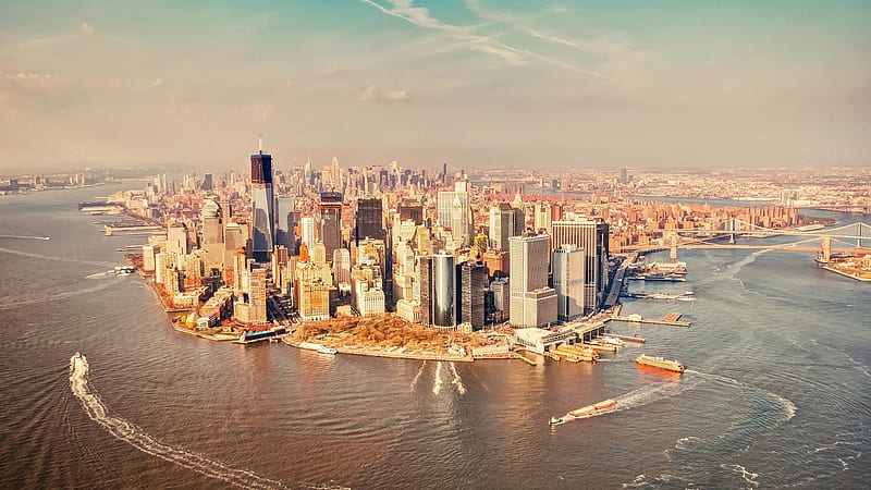 Beautiful Cityscape And River Of New York New York, HD wallpaper