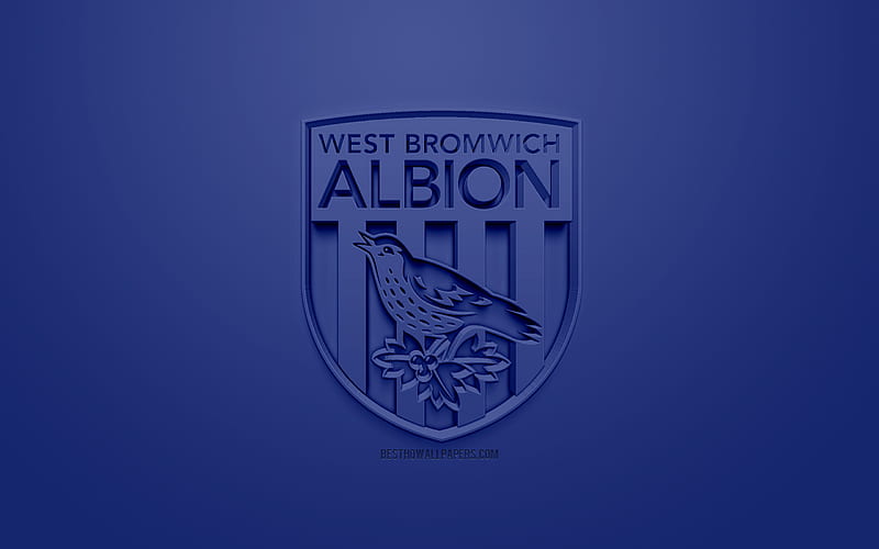 West Bromwich Albion FC, creative 3D logo, blue background, 3d emblem, English football club, EFL Championship, West Bromwich, England, United Kingdom, English Football League Championship, 3d art, football, 3d logo, HD wallpaper