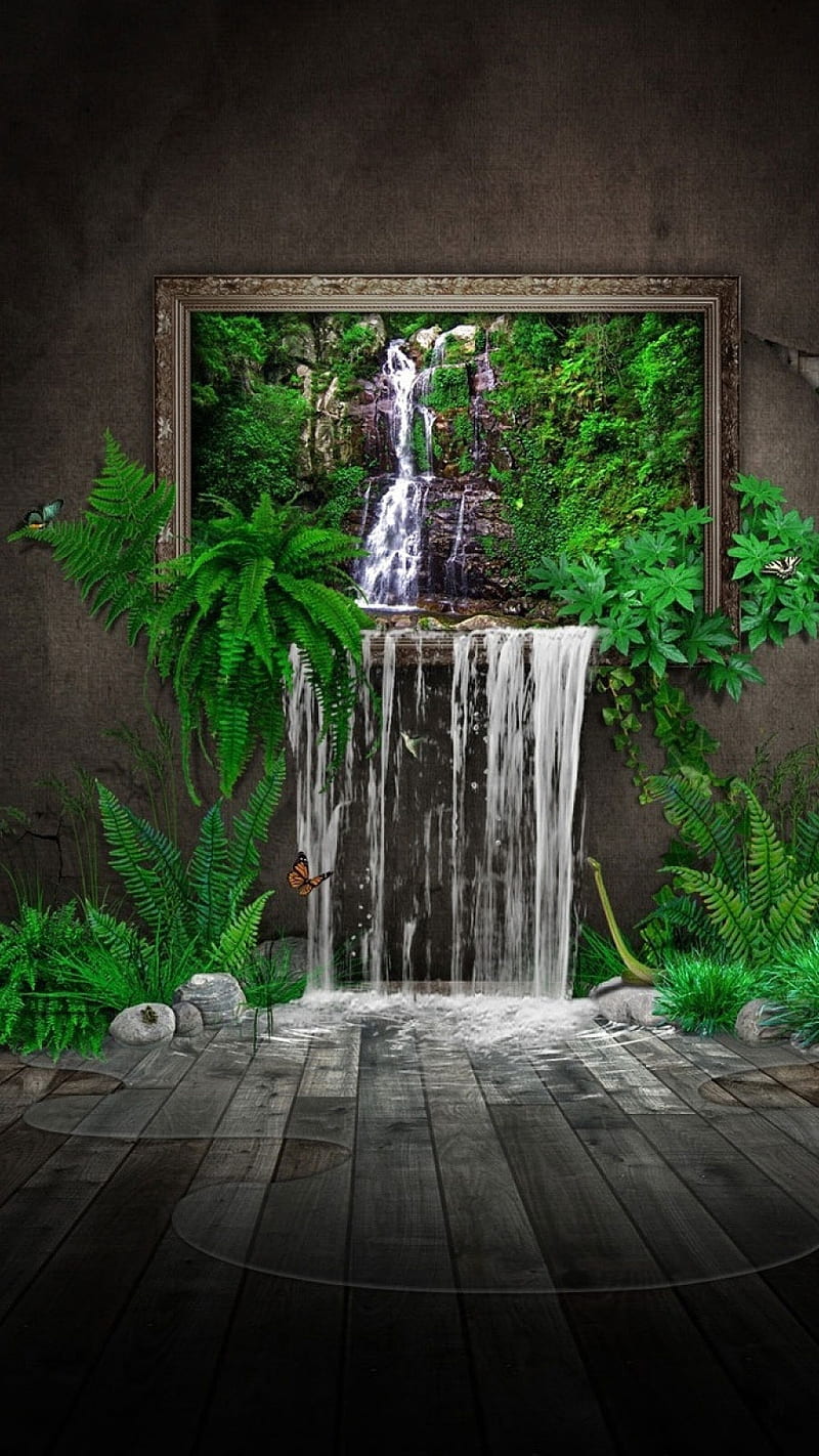 Waterfall Wallpaper Nature Wallpaper Wallpaper Forest - Etsy
