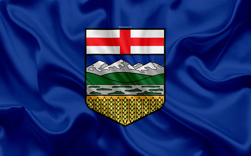 Flag of Alberta, Canada province, Alberta, silk flag, Canadian symbols, HD wallpaper