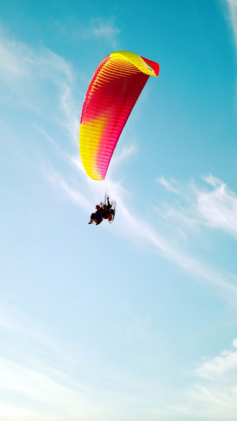 Colorful parachute , parachutist, sky, height, esports, HD phone wallpaper