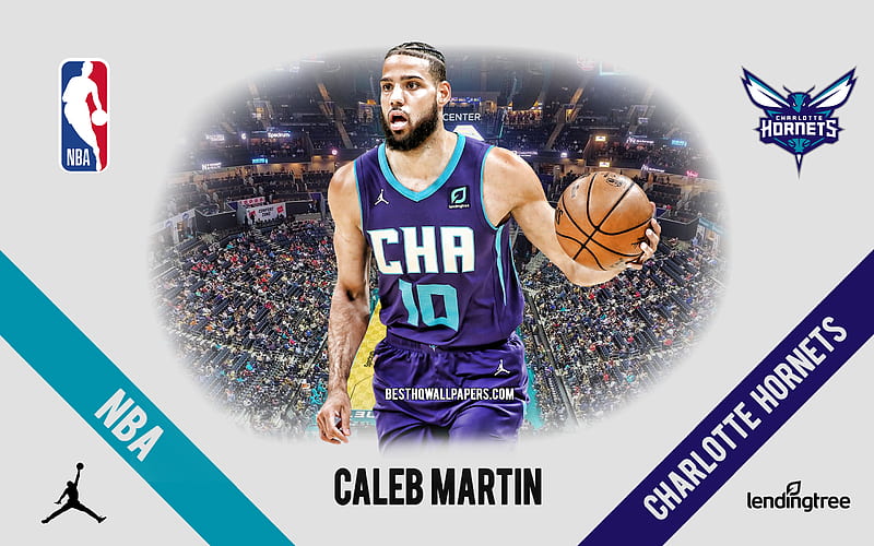 Caleb Martin, Charlotte Hornets, American Basketball Player, NBA, portrait, USA, basketball, Spectrum Center, Charlotte Hornets logo, HD wallpaper