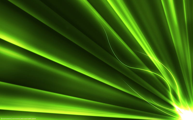 green rays, creative, line, neon, HD wallpaper