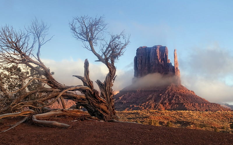 monument valley, mittens, monument, nature, sunrise, Arizona, valley, landscape, HD wallpaper