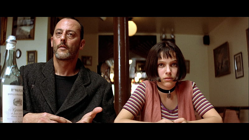 Jean Reno and Natalie Portman, table, movie, girl, Natalie Portman, man, HD wallpaper