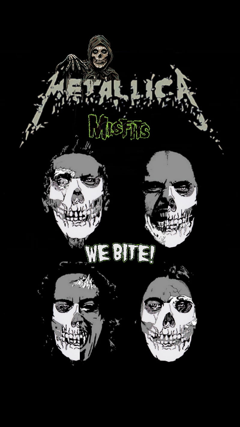 Metallica, band, fiend, heavy metal, mashup, misfits, thrash metal, we bite, HD phone wallpaper