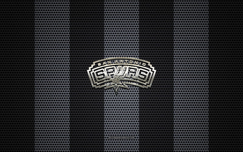 San Antonio Spurs logo, American basketball club, metal emblem, black gray metal mesh background, San Antonio Spurs, NBA, San Antonio, Texas, USA, basketball, HD wallpaper