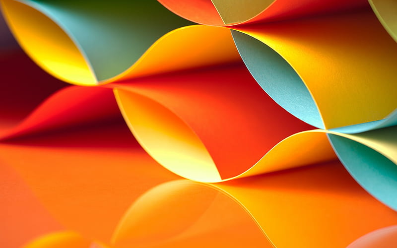 3d waves, colorful papers, creative, art, HD wallpaper