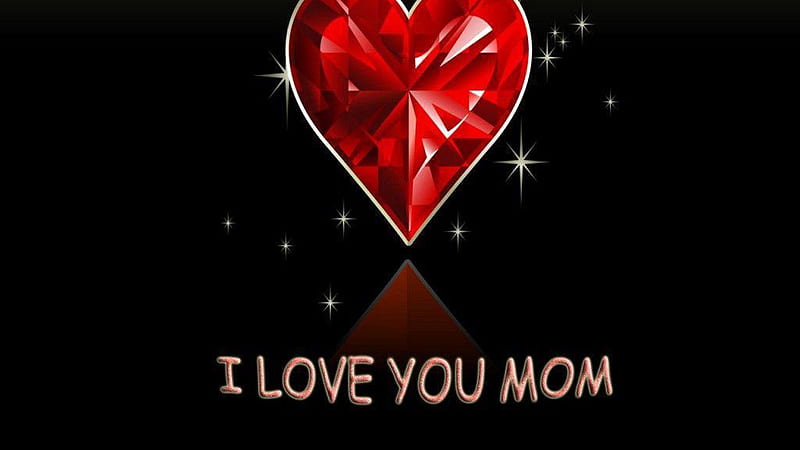 I Love You Mom With Red Heart And Glitterings Mom Dad, HD wallpaper