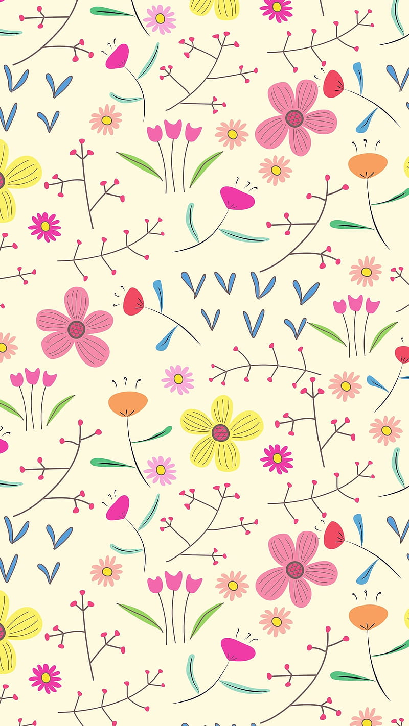 Cute Botanical Pattern, adorable beautiful, aesthetic secret garden, colorful trending, flower plants, good vibes feel good, pastel foliage pattern, self love inspiration, spring summer plant, trending floral design, watercolor abstract, HD phone wallpaper