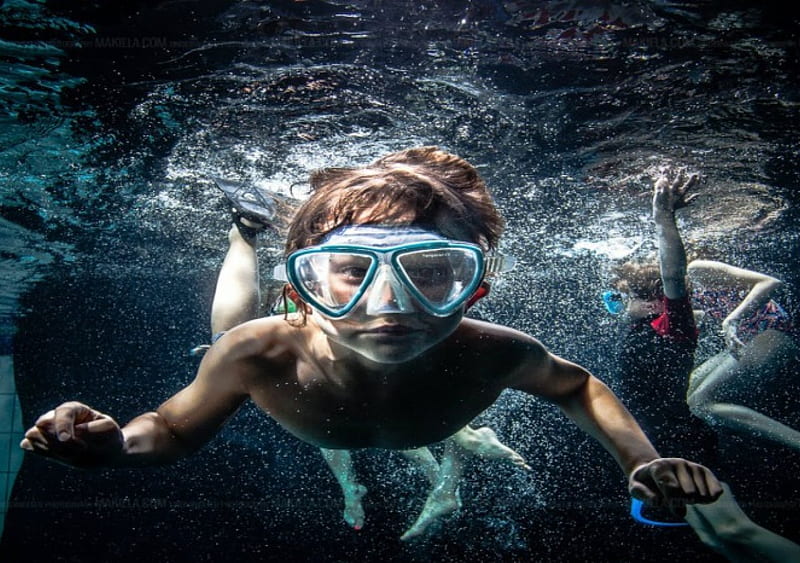 ~ Under Water Session ~, water, Flippers, Swimming, goggels, HD wallpaper