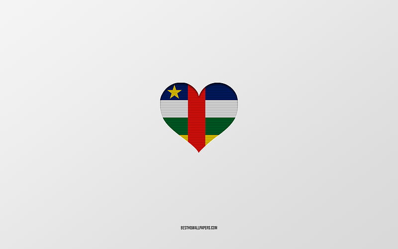 I Love Central African Republic, Africa countries, Central African Republic, gray background, Central African Republic flag heart, favorite country, Love Central African Republic, HD wallpaper