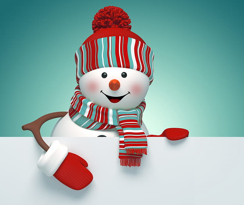 Xmas Snowman, cute, 3d, christmas, snowman, happy, xmas, winter, HD ...