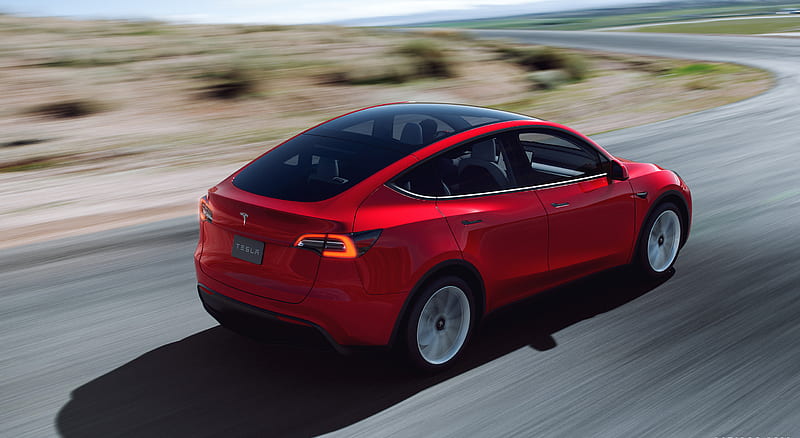 2021 Tesla Model Y - Rear Three-Quarter , car, HD wallpaper