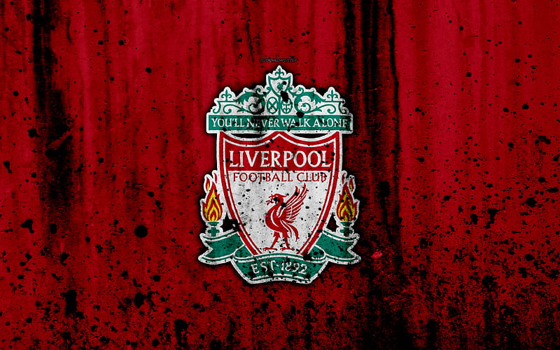 FC Liverpool Premier League, logo, England, soccer, football club, grunge, Liverpool, art, stone texture, Liverpool FC, HD wallpaper