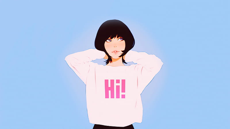 Anime Girl Hi Sweat Shirt , anime-girl, anime, artist, artwork, digital-art, HD wallpaper