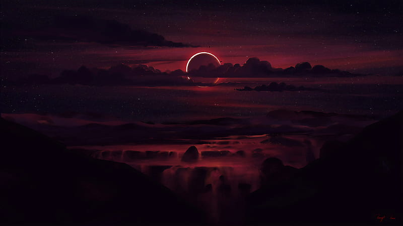 Angular Eclipse , eclipse, artist, artwork, digital-art, HD wallpaper