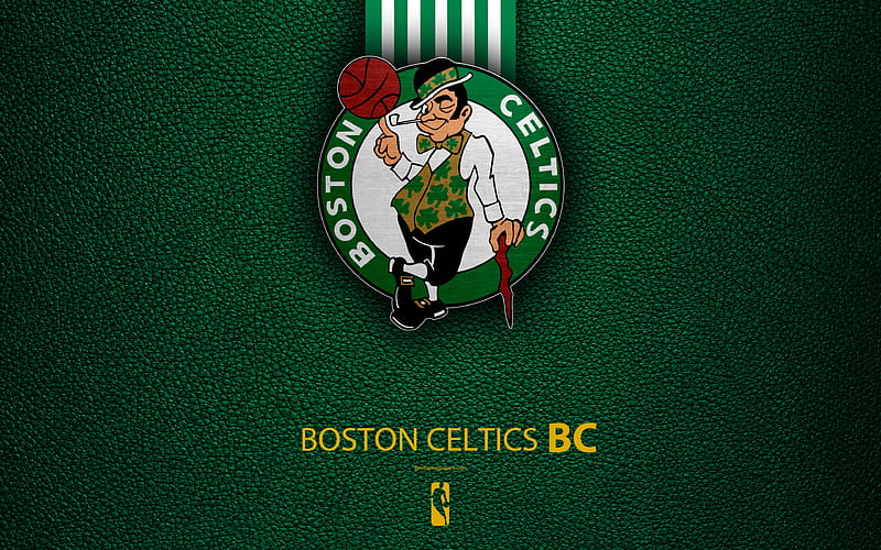 Boston Celtics logo, basketball club, NBA, basketball, emblem, leather texture, National Basketball Association, Boston, Massachusetts, USA, Atlantic Division, Eastern Conference, HD wallpaper