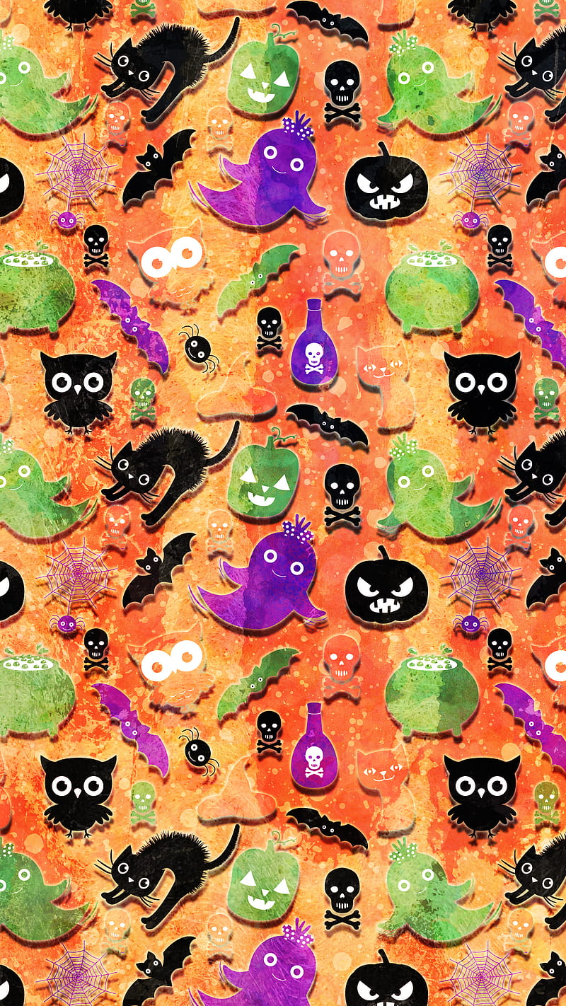 Halloween Owls Pumpkin, Adoxali, Halloween, animal, autumn, background, bat, broom, carved, cat, cauldron, celebration, characters, creepy, cute, dark, fun, funny, ghost, hat, holiday, illustration, kawaii, kitty, night, owl, party, pattern, poison, pumpkin, scary, silhouette, skull, spider, spooky, spoopy, sweet, HD phone wallpaper