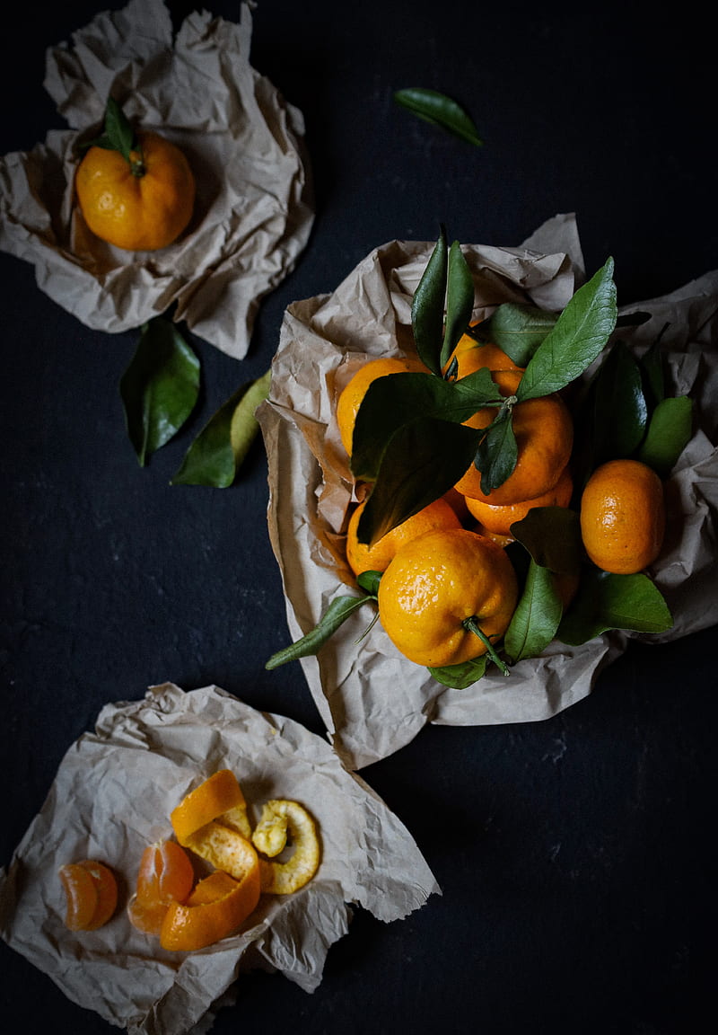 tangerines, fruits, citrus, wedges, zest, HD phone wallpaper