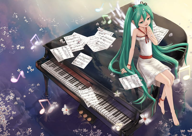 Singing vocaloid hatsune miku notes anime music notes piano HD  wallpaper  Peakpx