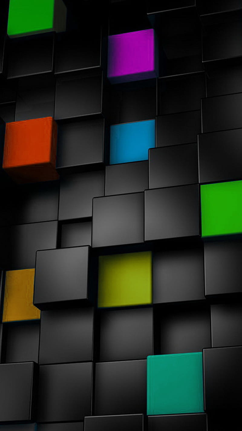3D Color Cubes, abstract, color cubes, HD phone wallpaper
