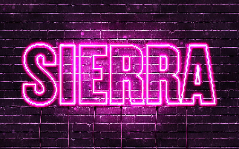 Sierra with names, female names, Sierra name, purple neon lights, horizontal text, with Sierra name, HD wallpaper